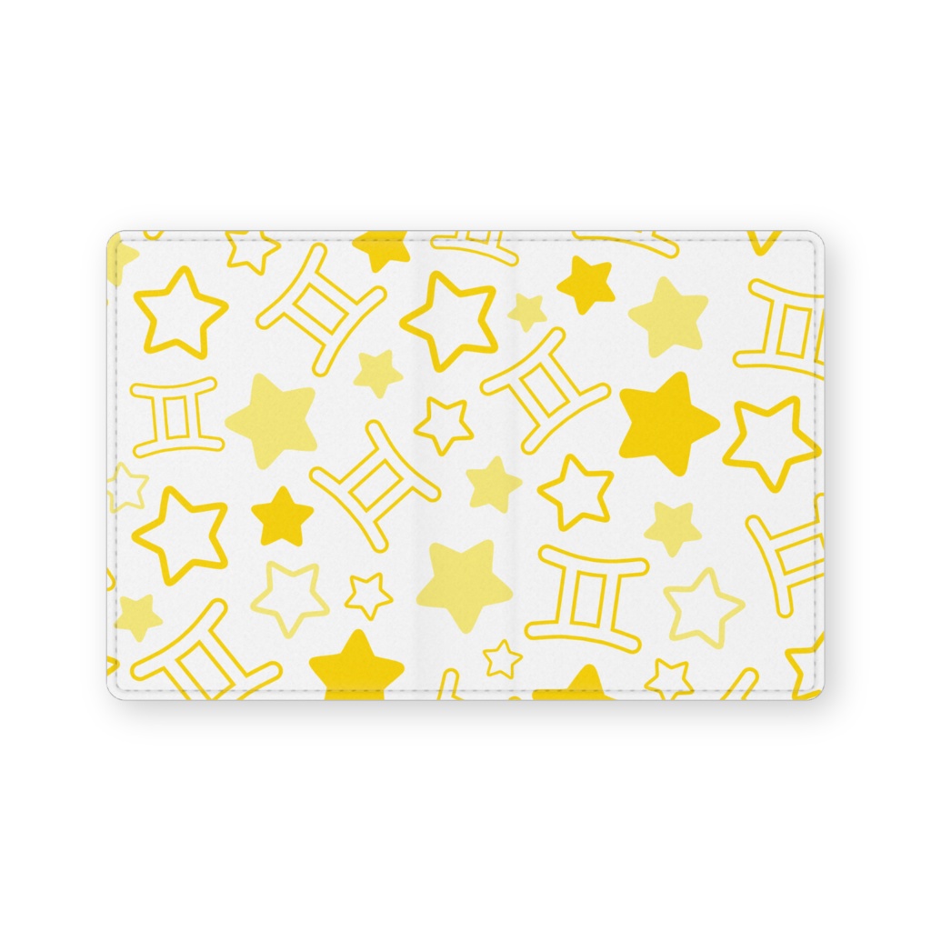 黄色のふたご座のレザー製名刺入れ