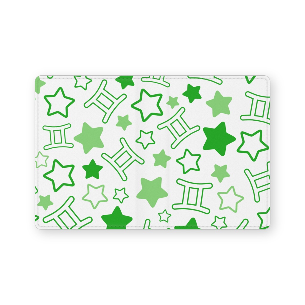 緑色のふたご座のレザー製名刺入れ