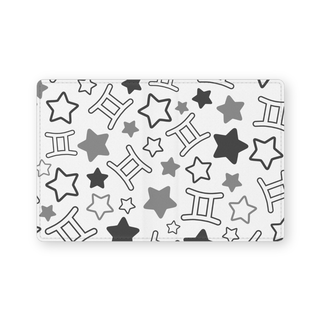 黒色のふたご座のレザー製名刺入れ