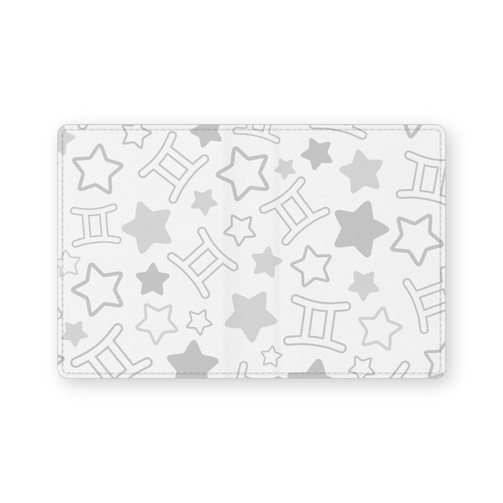 白色のふたご座のレザー製名刺入れ