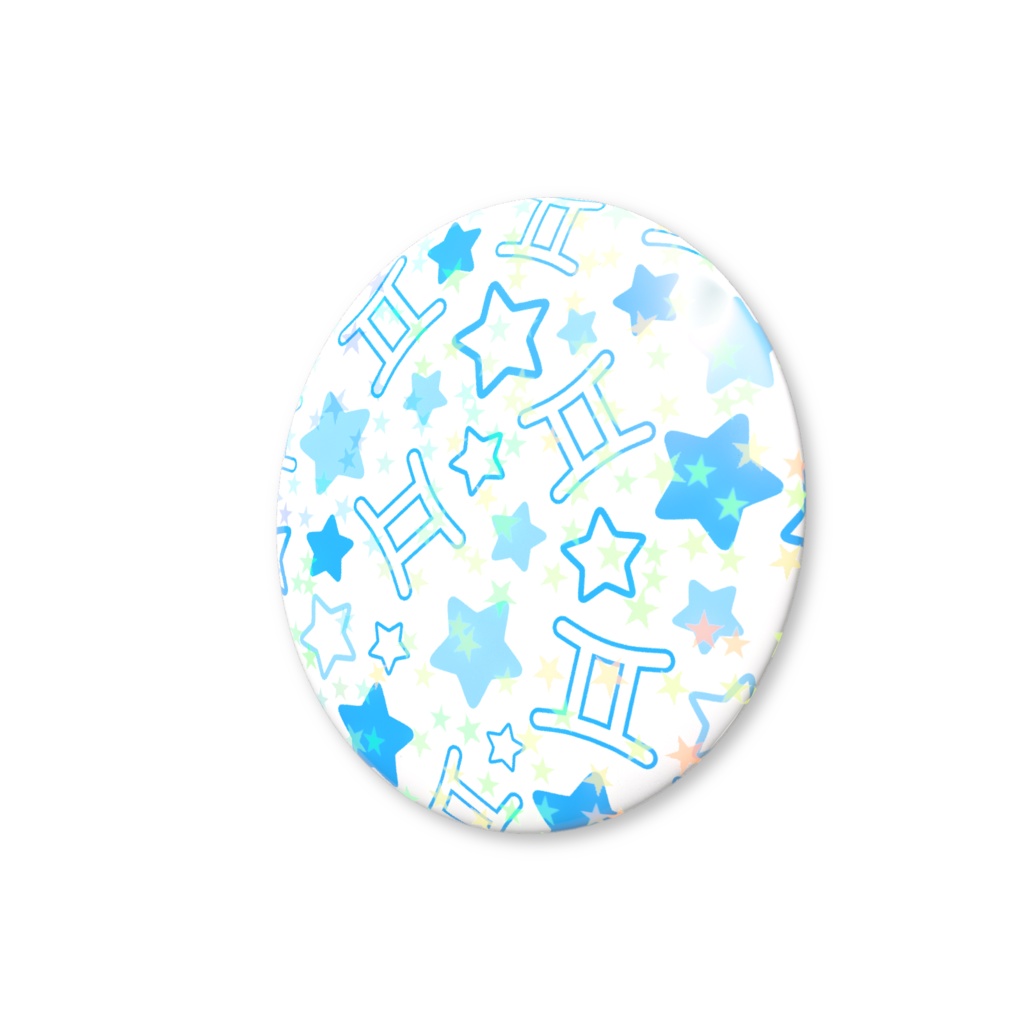 青色のふたご座のホログラム缶バッジ