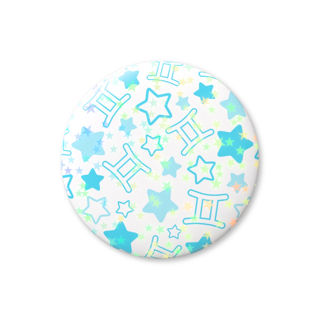 水色のふたご座のホログラム缶バッジ