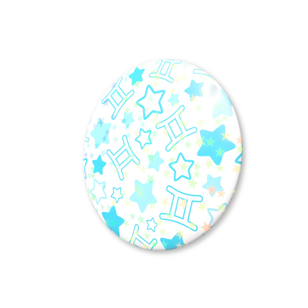 水色のふたご座のホログラム缶バッジ