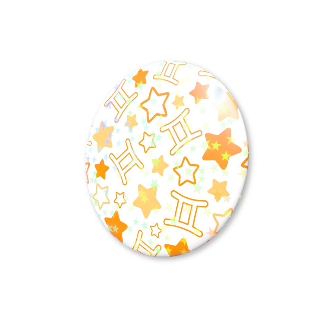 オレンジ色のふたご座のホログラム缶バッジ