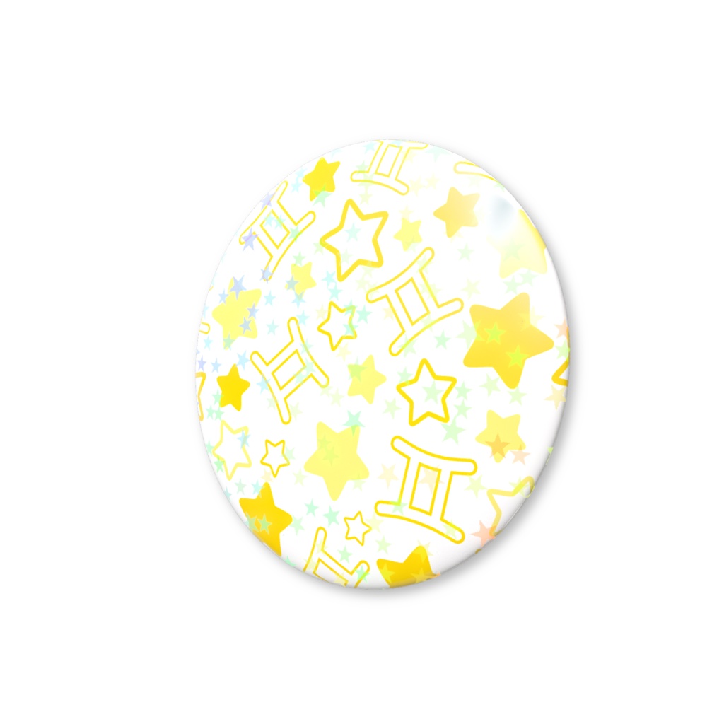 黄色のふたご座のホログラム缶バッジ