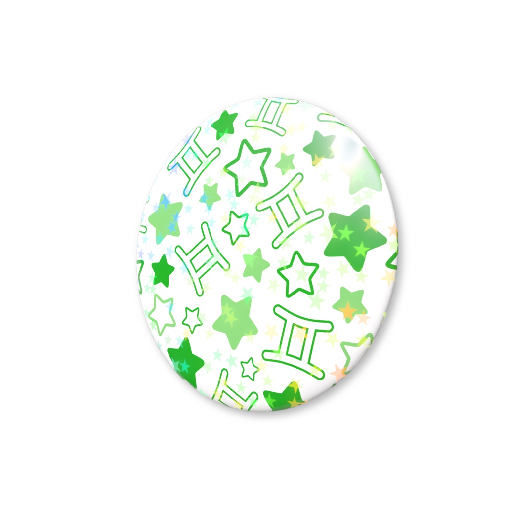 緑色のふたご座のホログラム缶バッジ