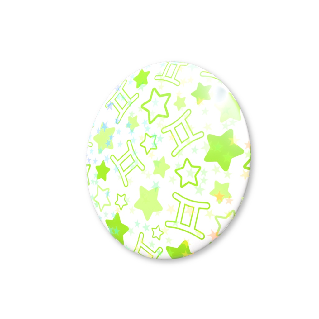 黄緑色のふたご座のホログラム缶バッジ