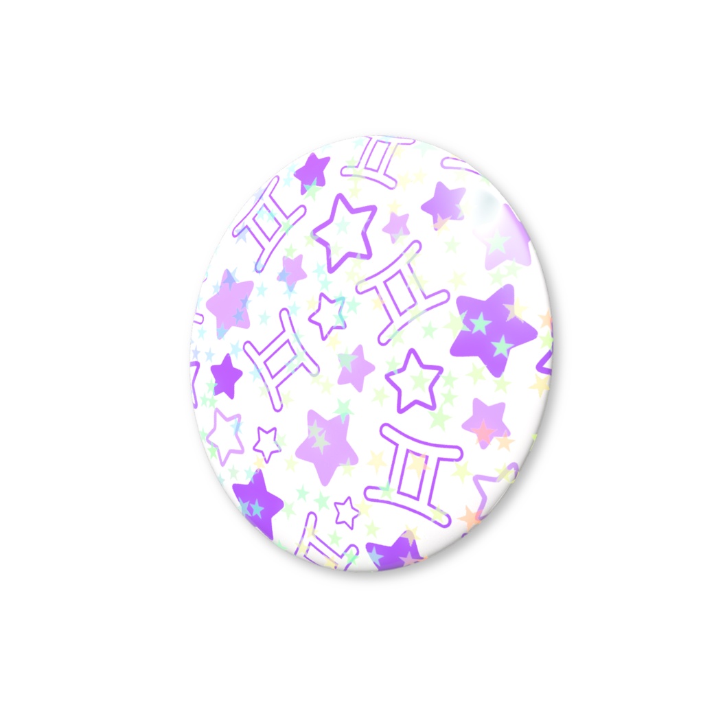 紫色のふたご座のホログラム缶バッジ