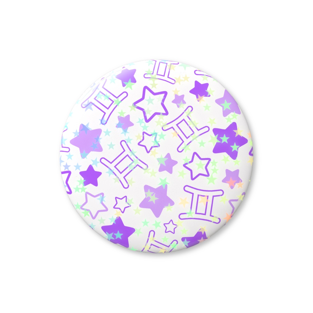 紫色のふたご座のホログラム缶バッジ