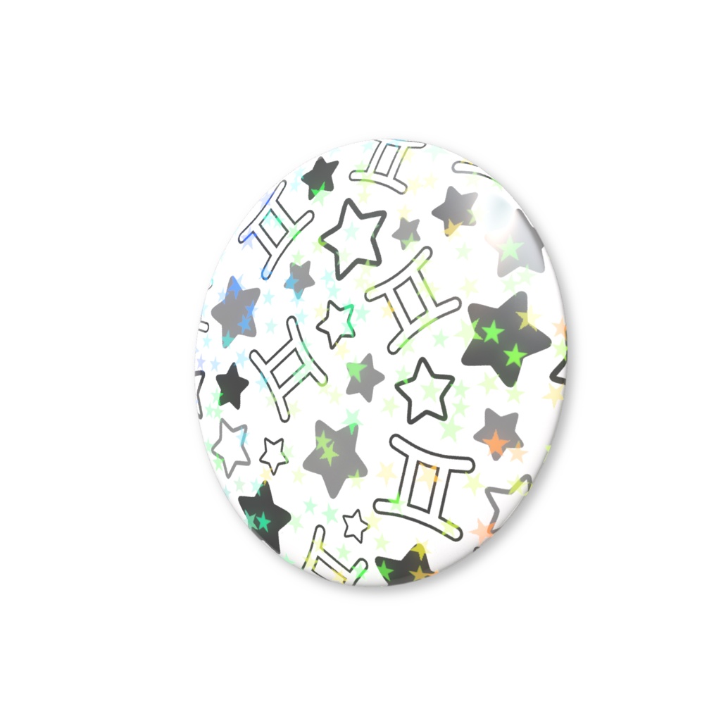 黒色のふたご座のホログラム缶バッジ