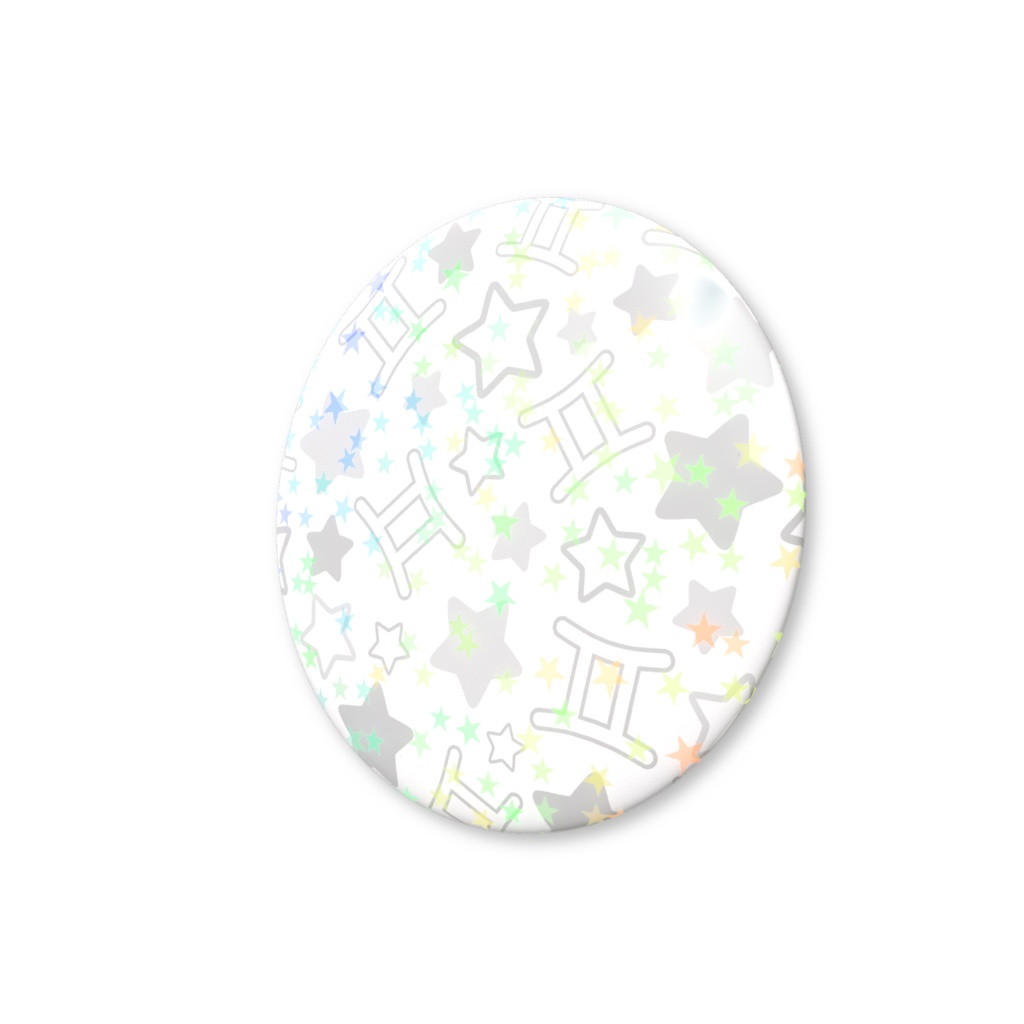 白色のふたご座のホログラム缶バッジ