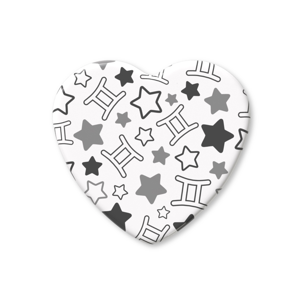 黒色のふたご座のハート缶バッジ