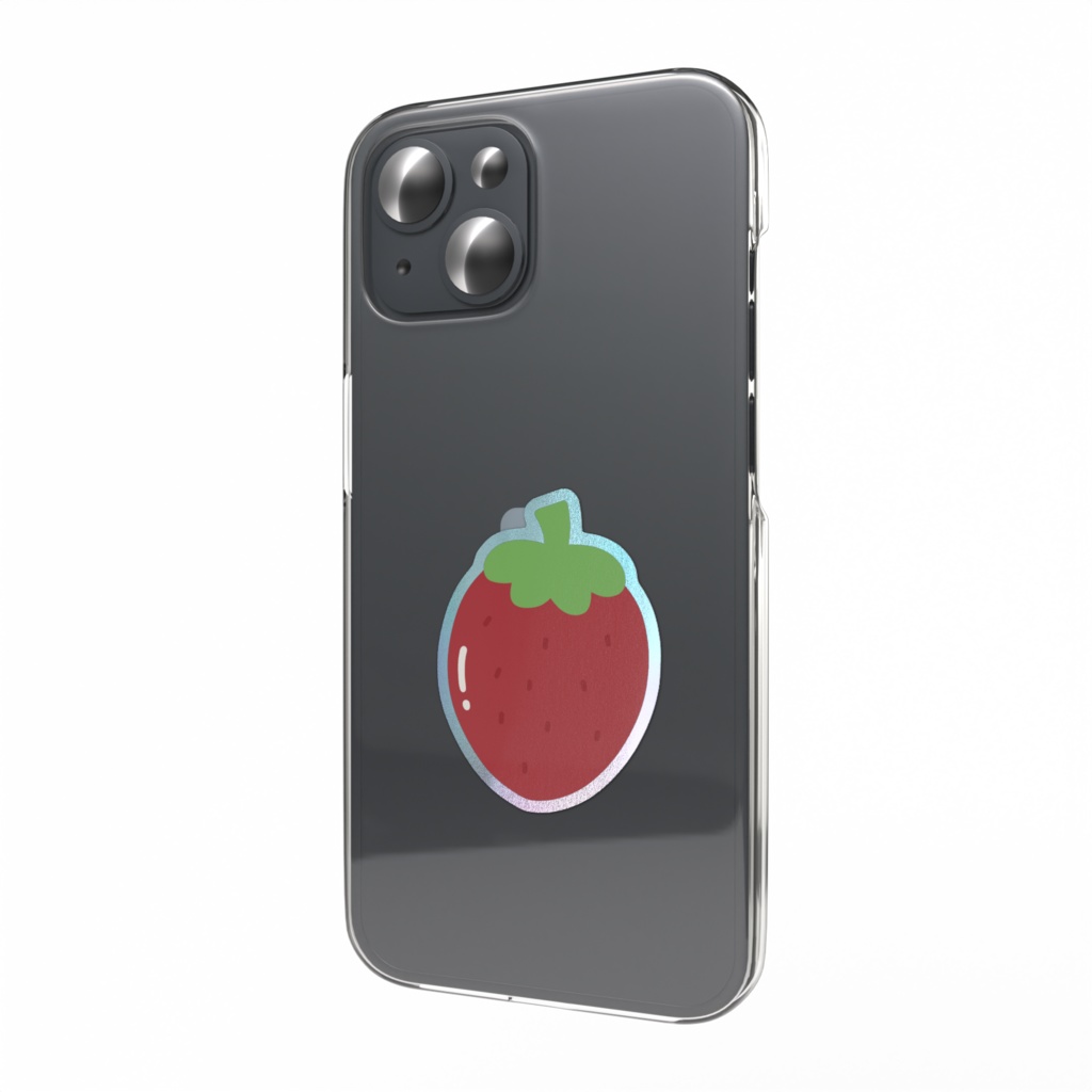 イチゴのオーロラスマホステッカー