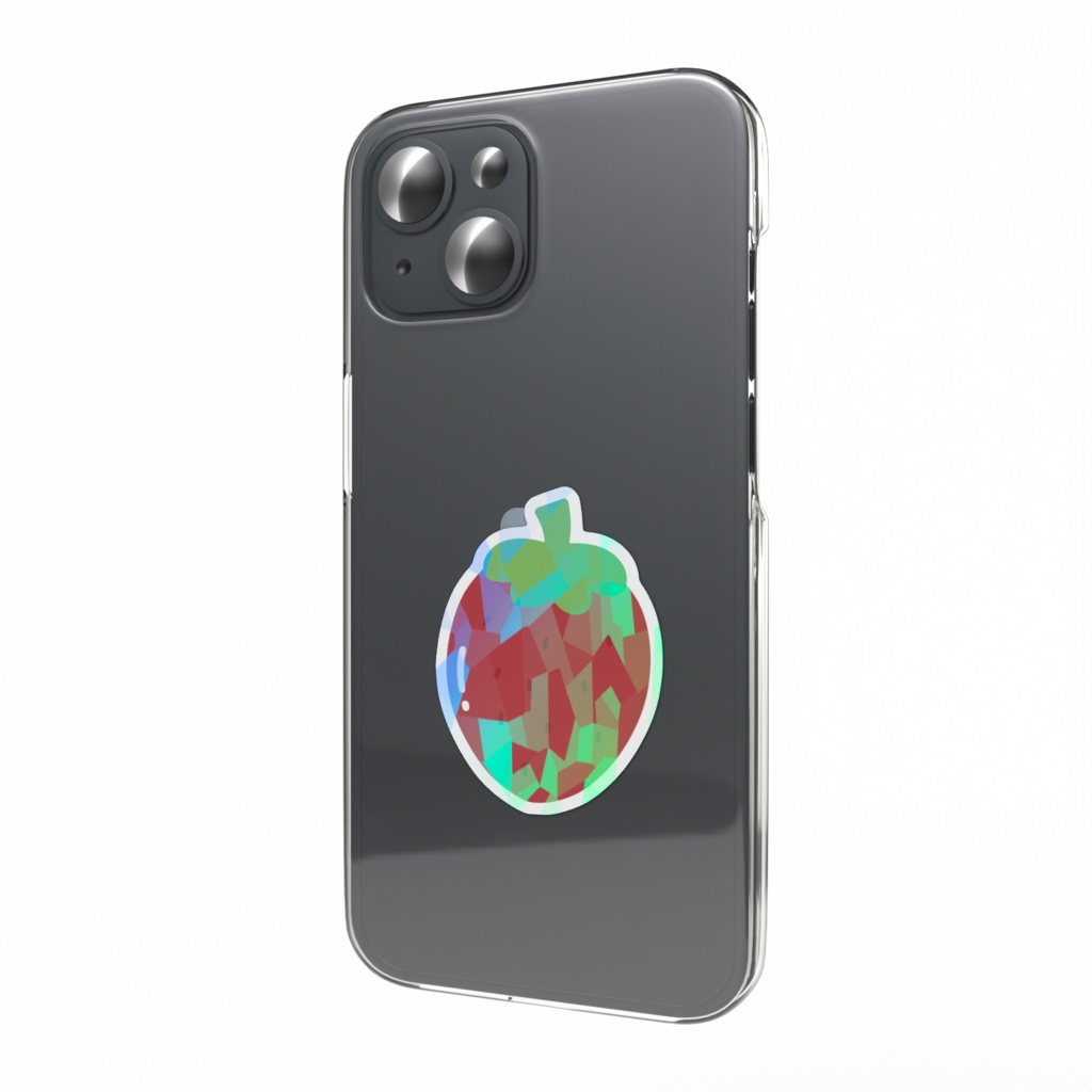 イチゴのホログラムスマホステッカー