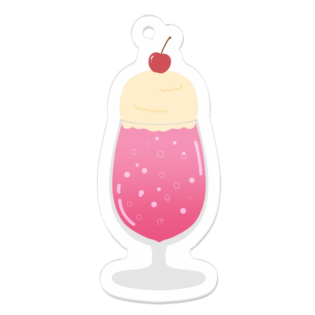 しゅわしゅわ赤色クリームソーダアクリルキーホルダー