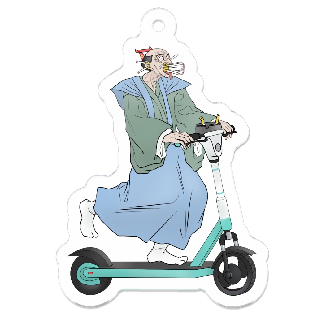 微温湯アクリルキーホルダー「蹴車」