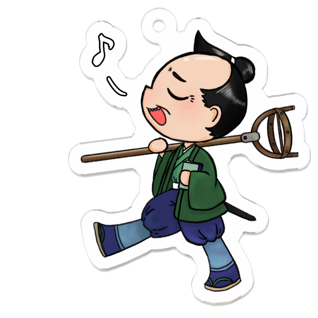 微温湯アクリルキーホルダー「歌唱測量歩行(白)」