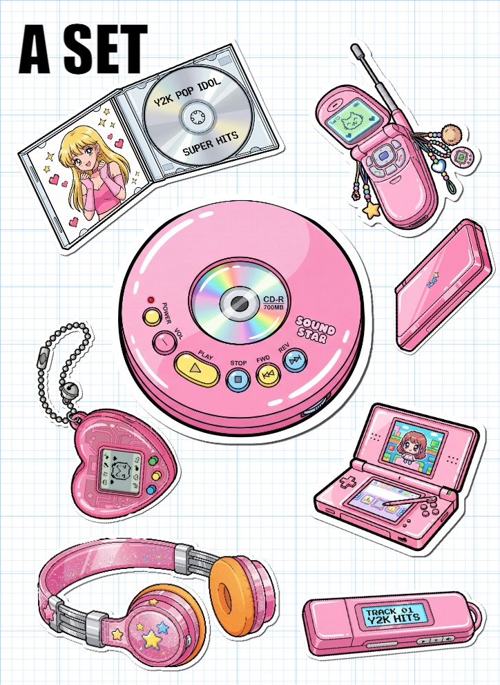 GoodNotes素材】2004 平成ギャル風ステッカー | Y2K Kit by Mikan3Box
