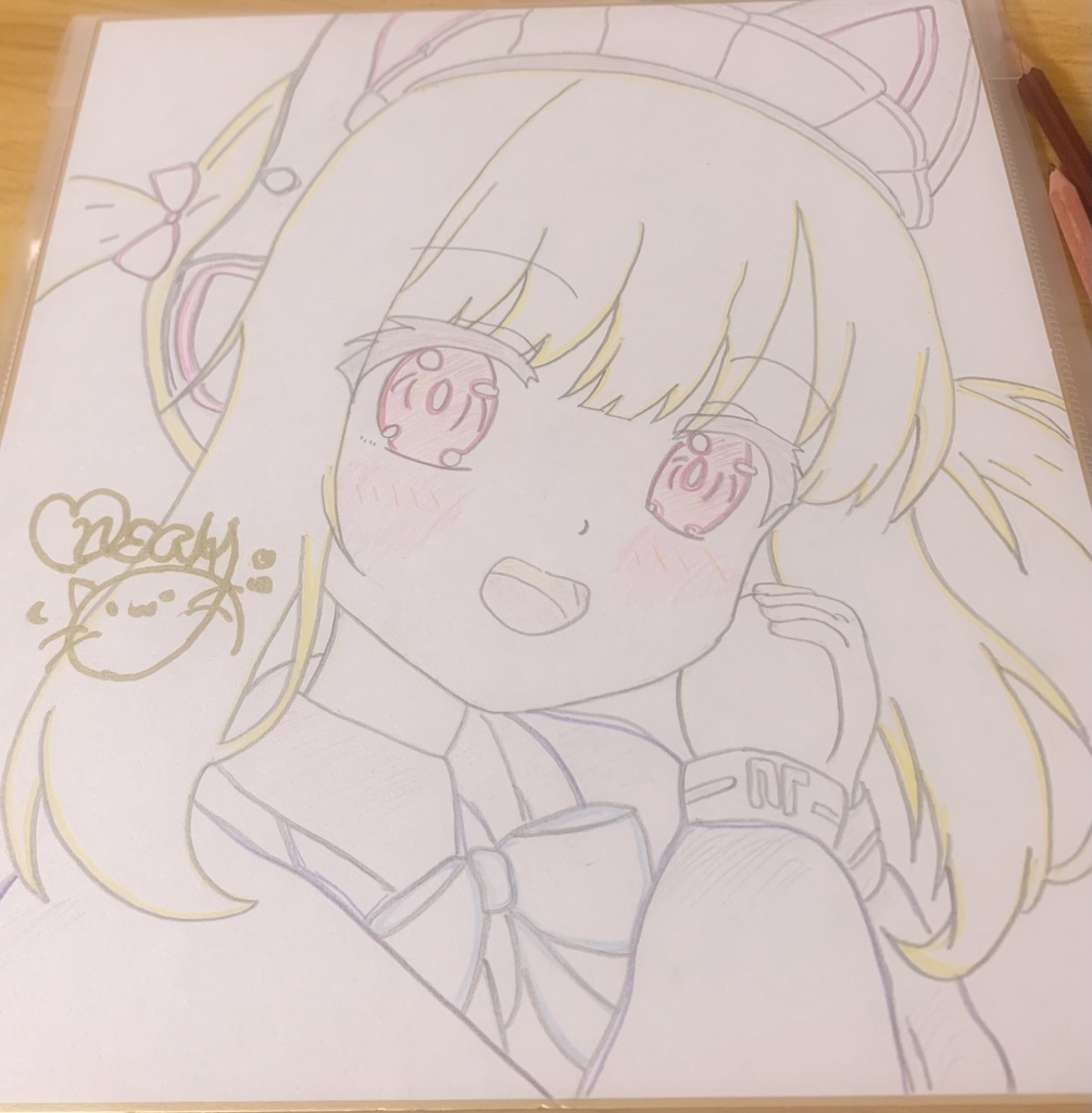 手描き色紙(ブルアカ他)
