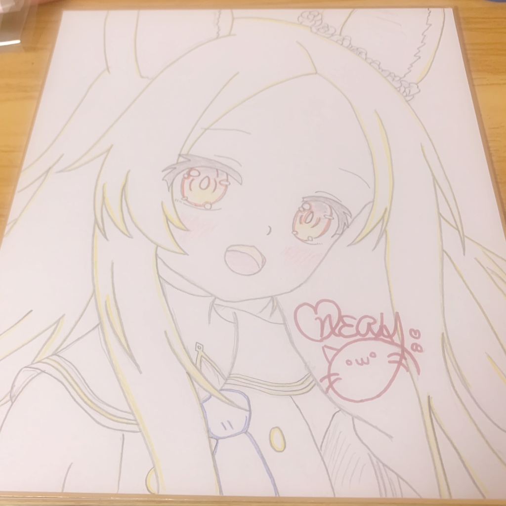 手描き色紙(ブルアカ他)