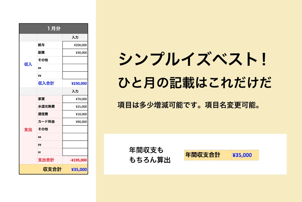ずぼら家計簿テンプレート