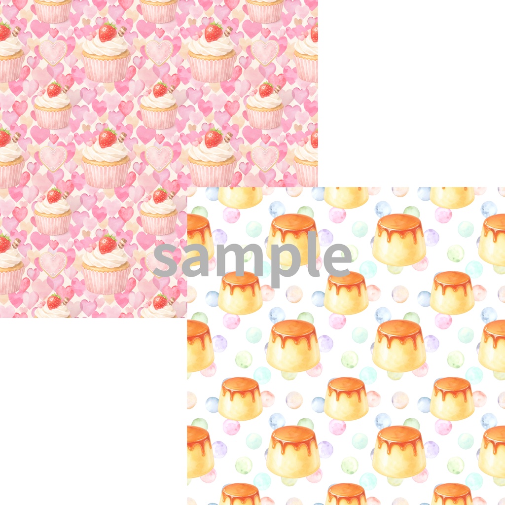 スイーツ柄デジタルペーパー|背景画像・素材データ・ラッピング