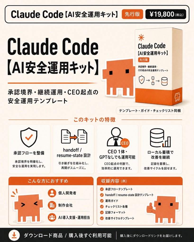 Claude Code【AI安全運用キット】先行版