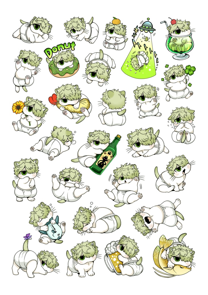 猫のキニャブニャ フレークシール