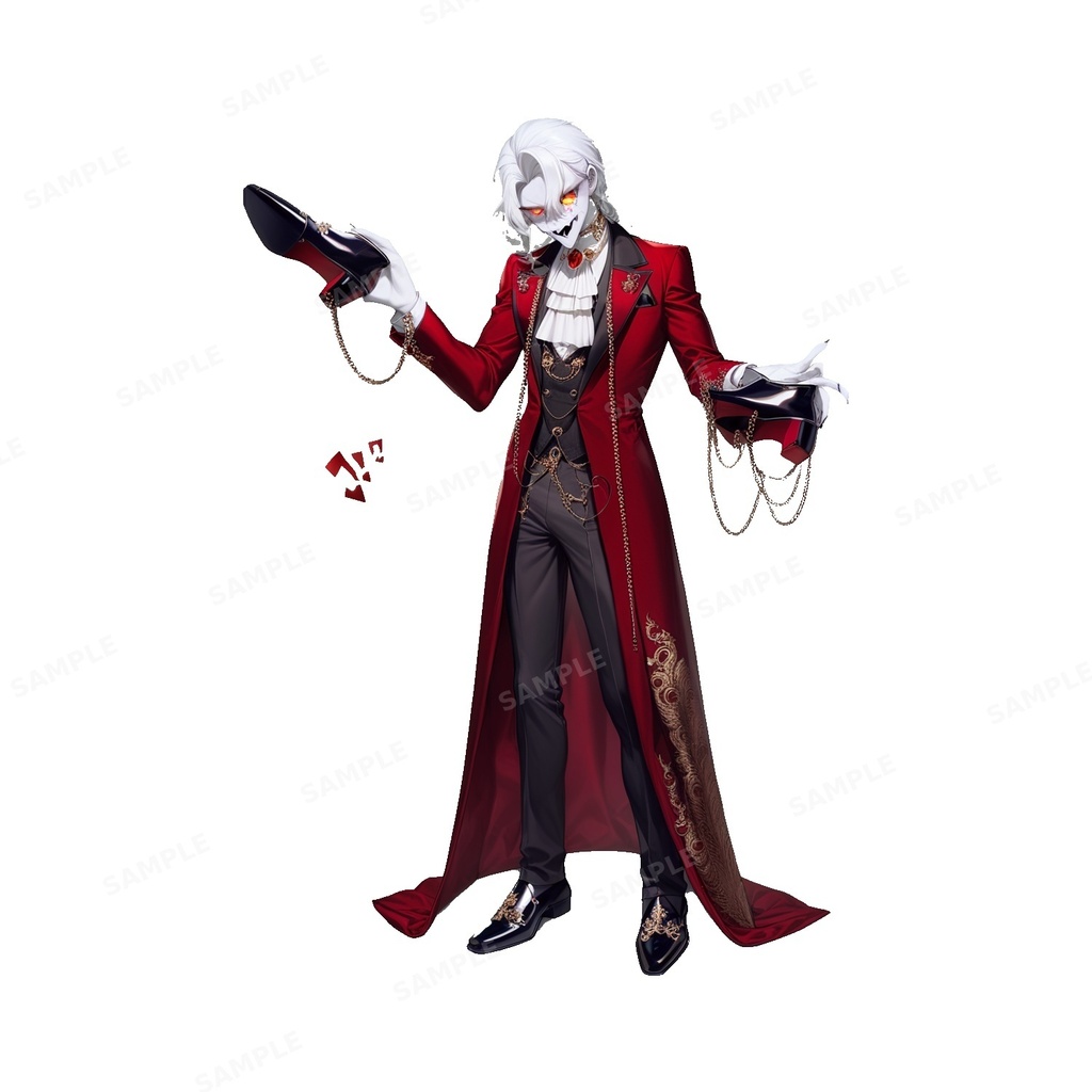 【ダークファンタジー】深紅のヴェルヴェットに黄金の鎖を纏う吸血鬼貴族_立ち絵
