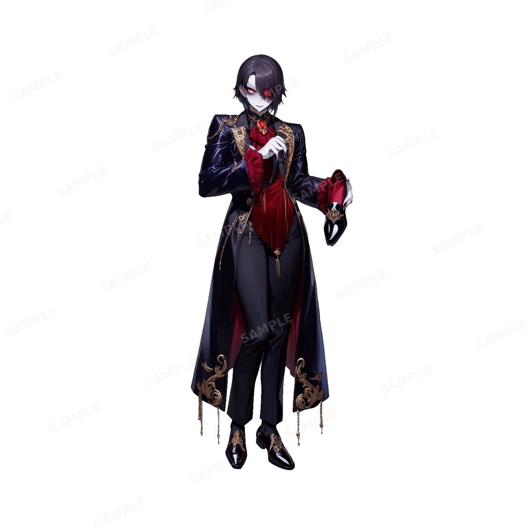 【ダークファンタジー】吸血貴公子_漆黒のベルベットと黄金鎖_立ち絵