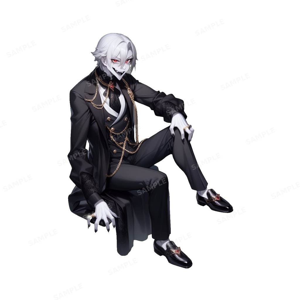 【ダークファンタジー】吸血貴公子_漆黒ベルベットと黄金鎖の立ち絵