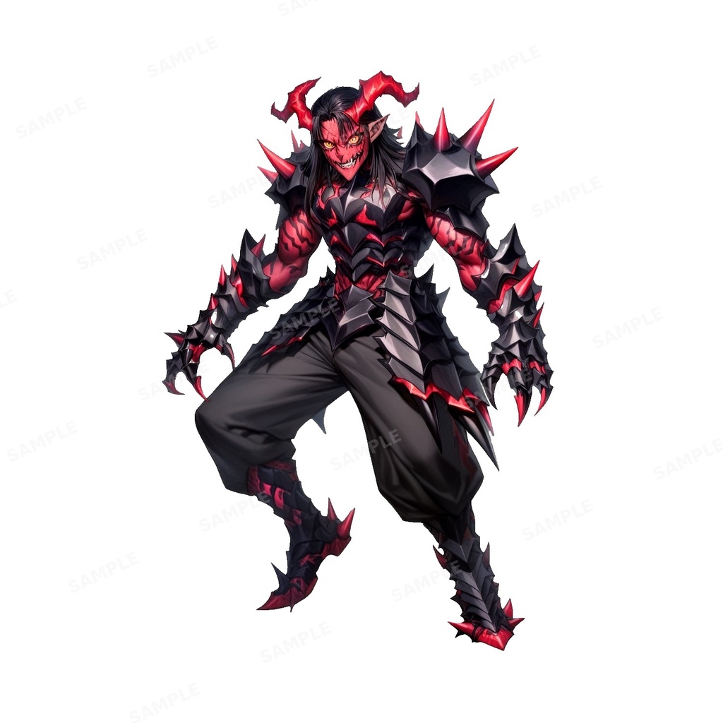 【ダークファンタジー】漆黒の鬼王_重装鎧立ち絵
