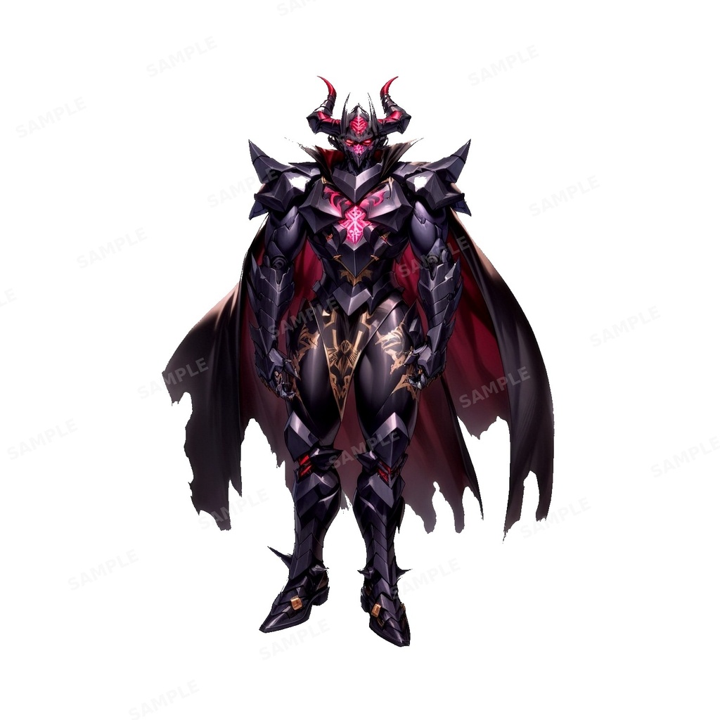 【ダークファンタジー】獄炎の鬼神_オニキスアーマー_立ち絵