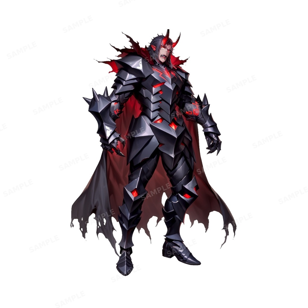 【ダークファンタジー】圧倒的漆黒の鬼神_魔王_立ち絵