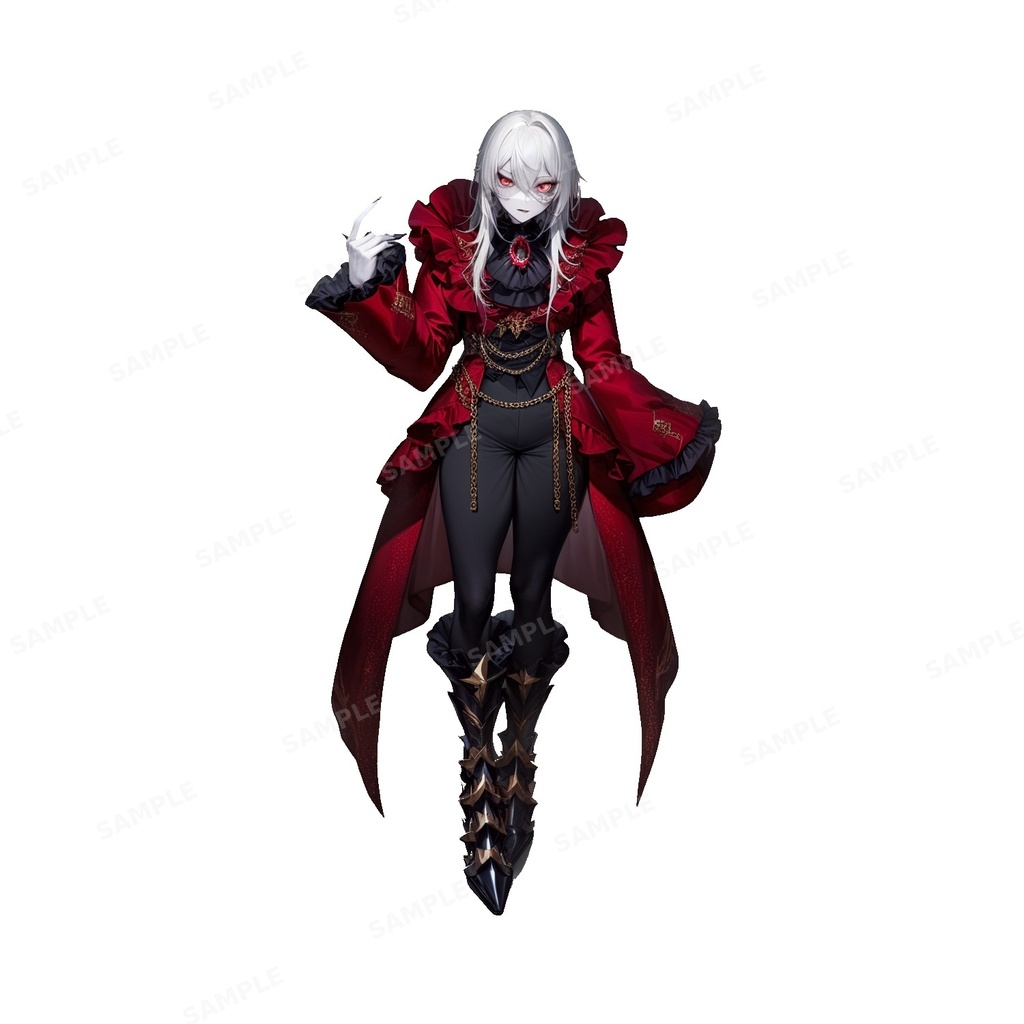 【ダークファンタジー】深紅のヴェルヴェットと黄金の鎖_吸血鬼貴族_立ち絵