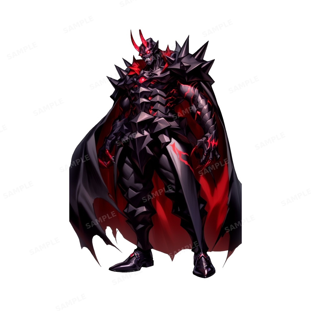 【ダークファンタジー】鬼王_漆黒の鎧_立ち絵