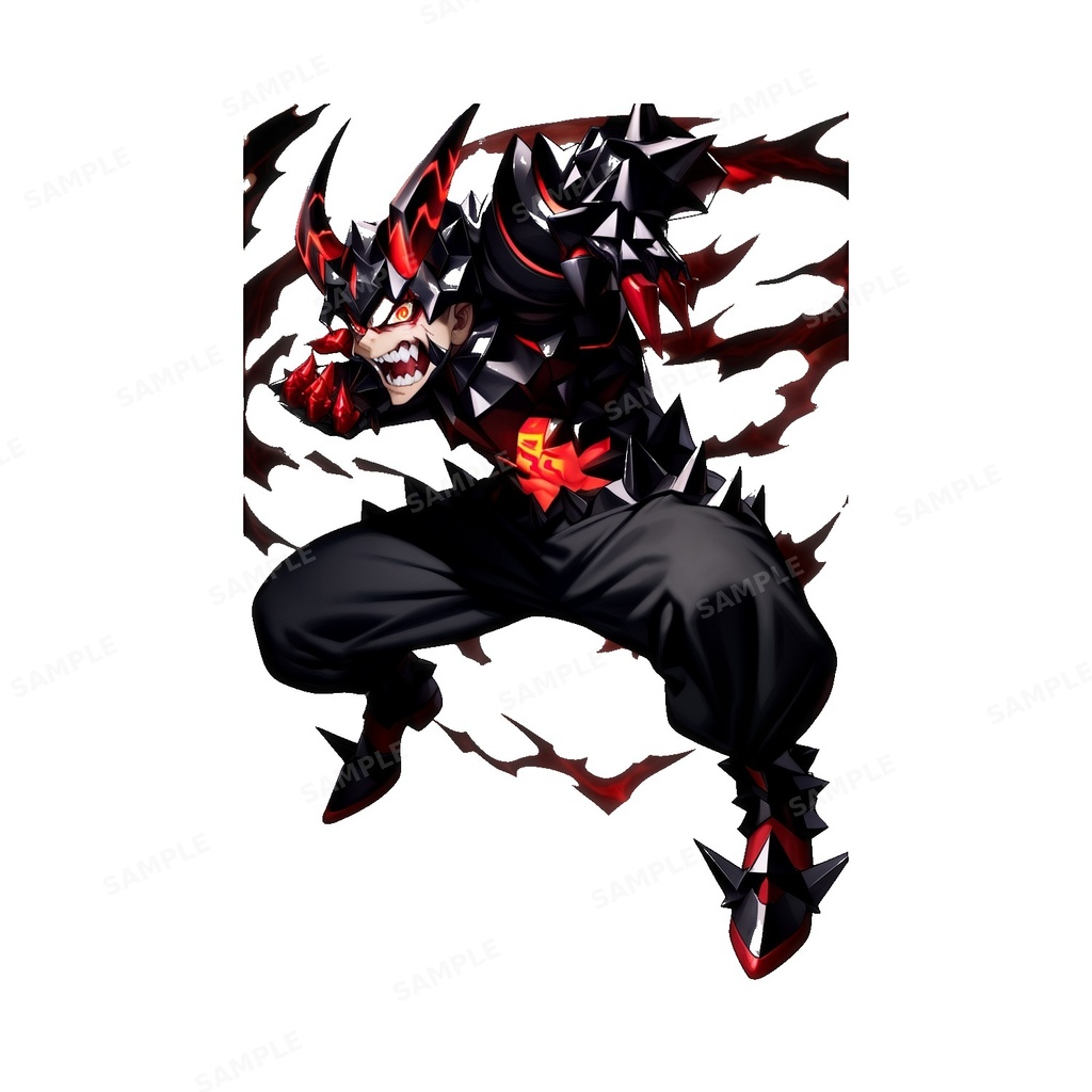【ダークファンタジー】漆黒の鬼王_重装鎧_立ち絵