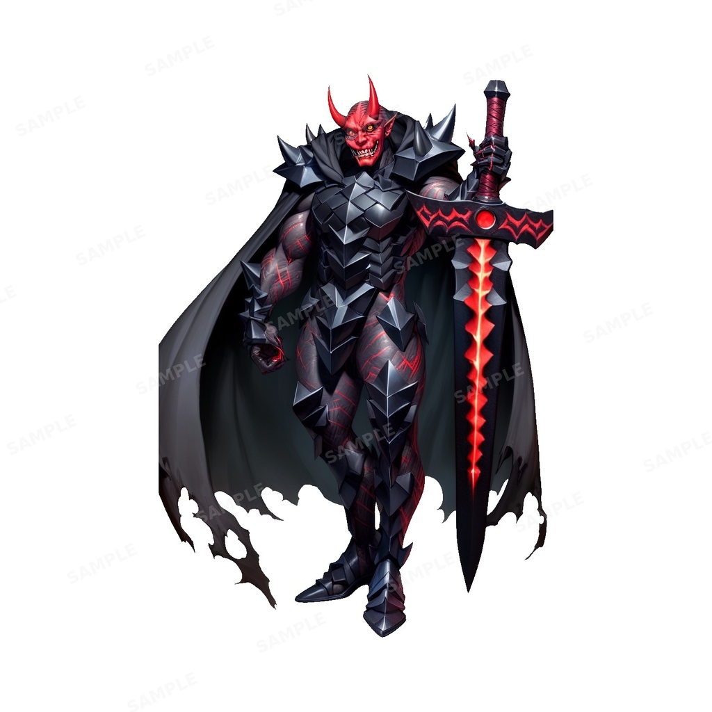 【ダークファンタジー】漆黒の鬼神_魔王_立ち絵