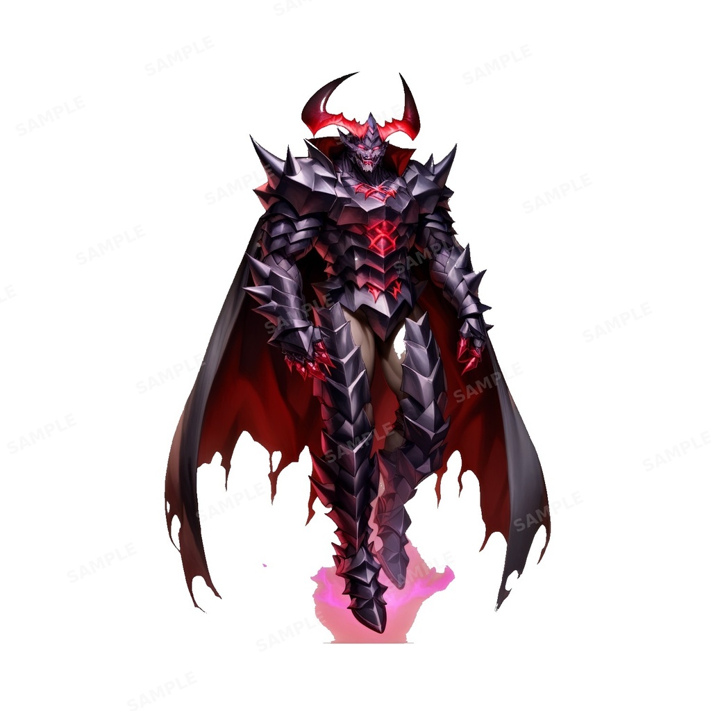 【ダークファンタジー】漆黒の鬼王_重装鎧_立ち絵