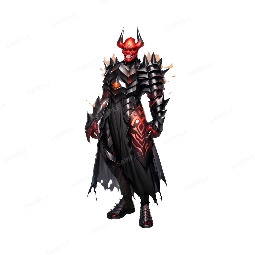 【ダークファンタジー】獄炎の鬼神_魔王_立ち絵