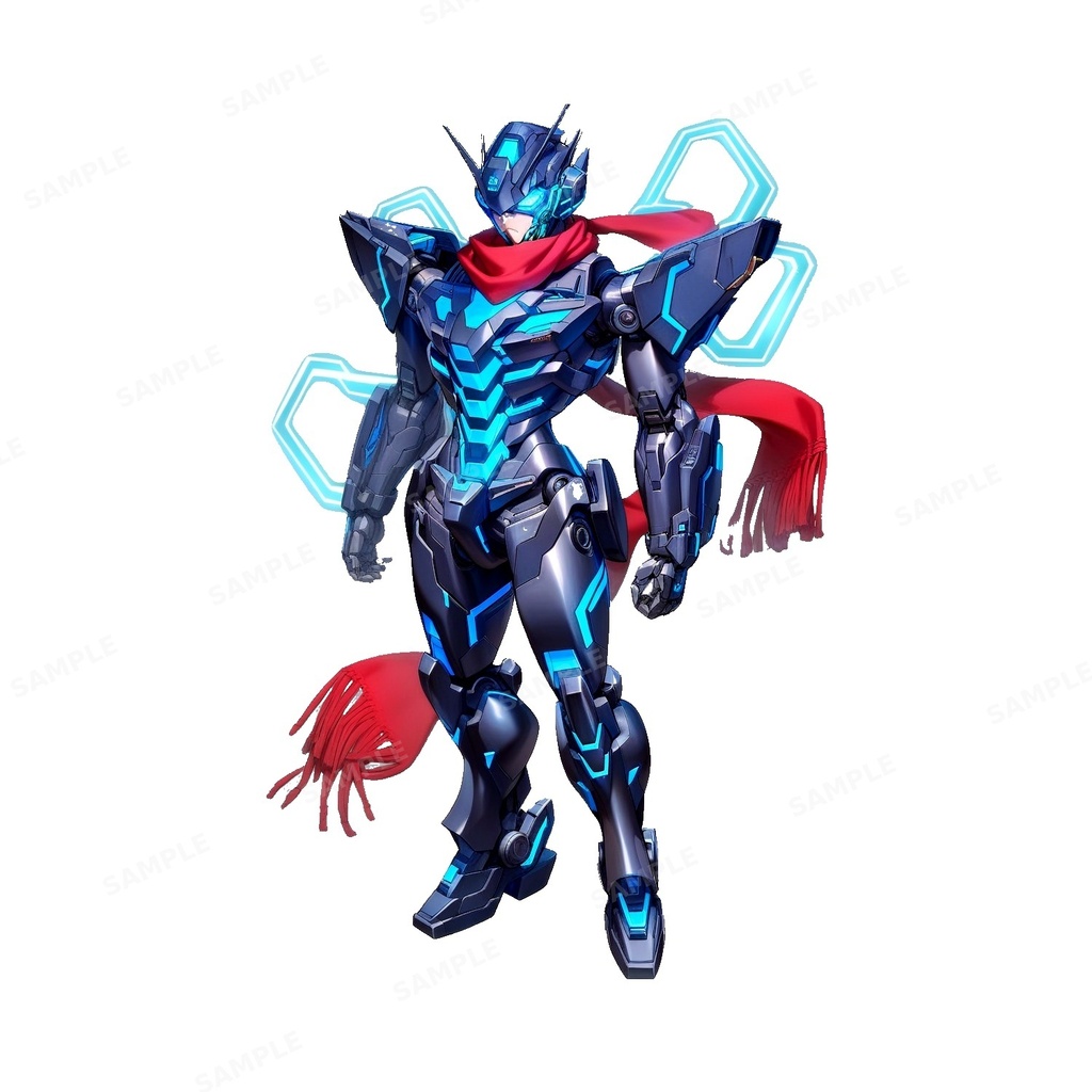 【サイバーパンク】電光サイバネ義体_メカファイター少年_立ち絵