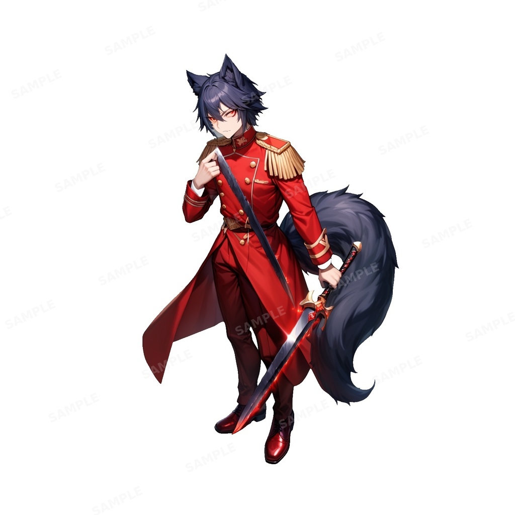 【獣人】深紅の軍服を纏いし_狼王_立ち絵