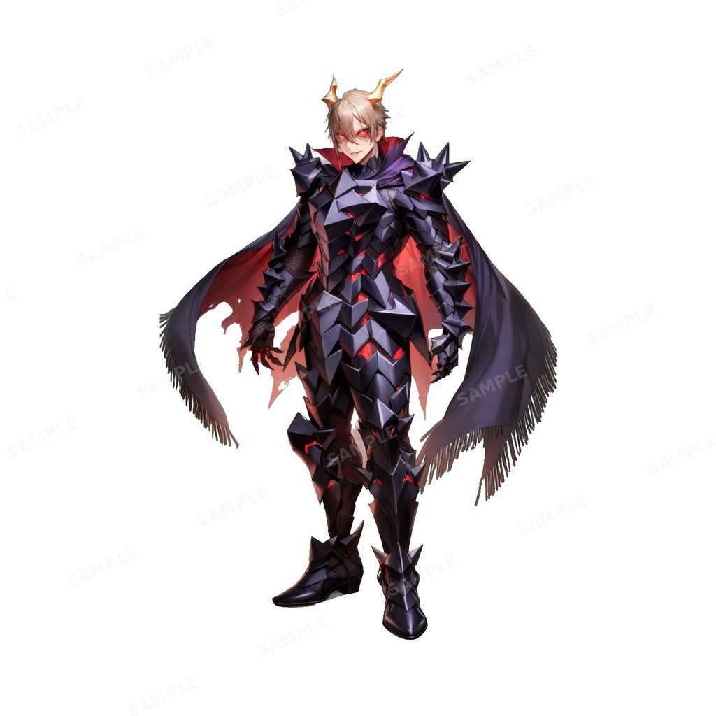 【ダークファンタジー】深淵の鬼王_漆黒の鎧_立ち絵