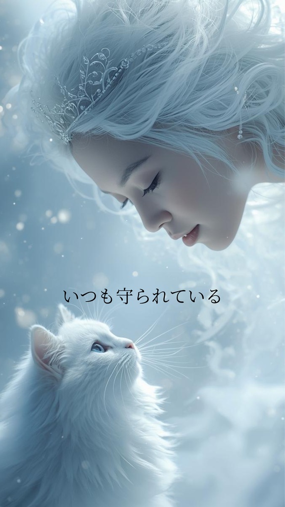 わたしを守るVol.2～ゆだねる～｜守護ネコと天使の壁紙 6枚セット　iPhone/Android対応　お守りに