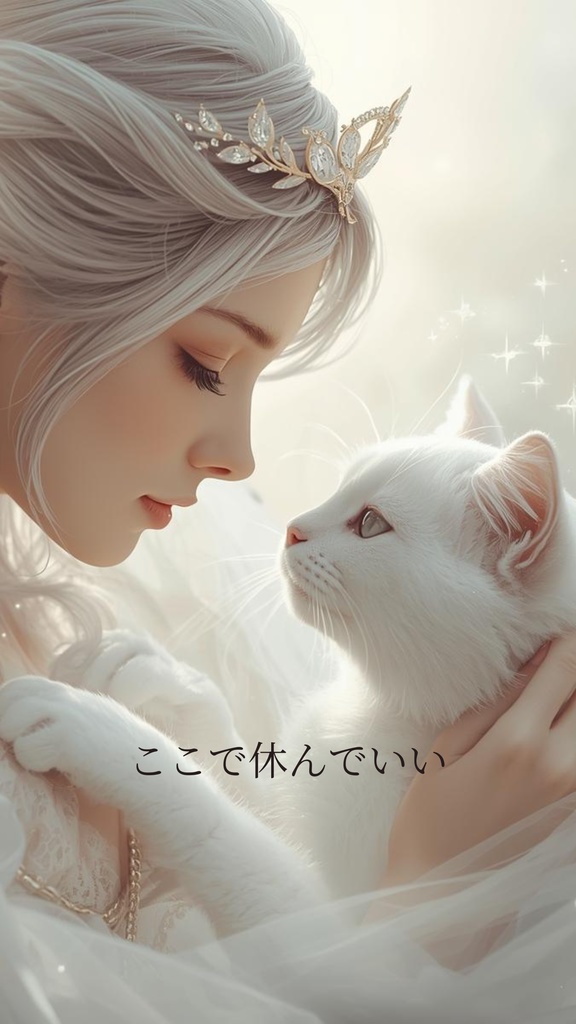 わたしを守るVol.2~ゆだねる~|守護ネコと天使の壁紙 6枚セット iPhone/Android対応 お守りに