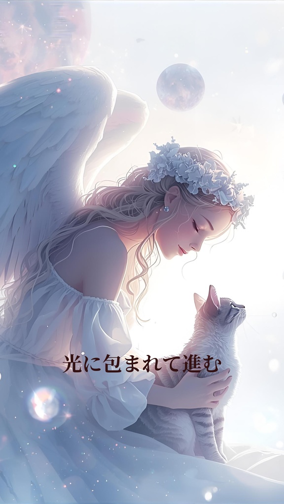 わたしを守るVol.4~歩き出す~|守護ネコと天使の壁紙 6枚セット iPhone/Android対応 お守りに