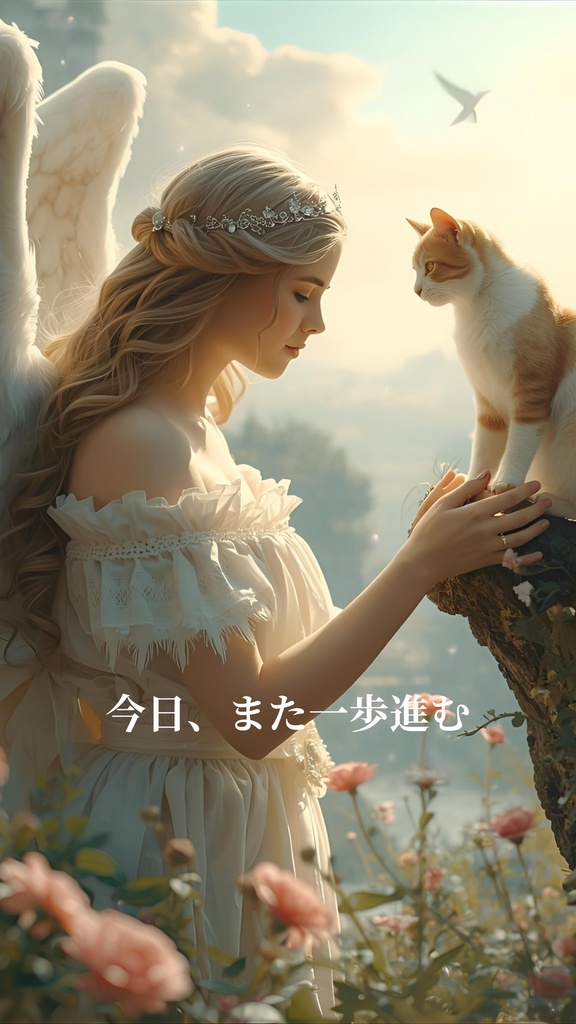 わたしを守るVol.4~歩き出す~|守護ネコと天使の壁紙 6枚セット iPhone/Android対応 お守りに