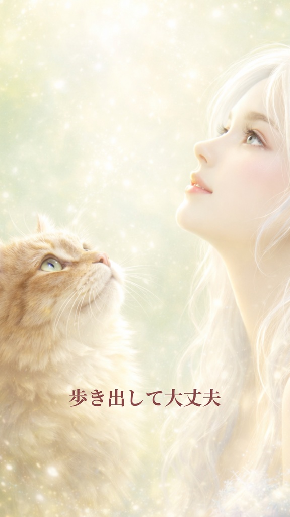 わたしを守るVol.4~歩き出す~|守護ネコと天使の壁紙 6枚セット iPhone/Android対応 お守りに