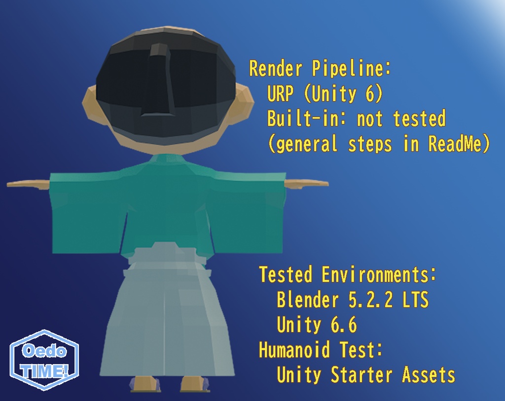 【無料】ローポリ若侍 3Dモデル(抜刀・走りアニメーション付き)Unity / UE / Godot対応