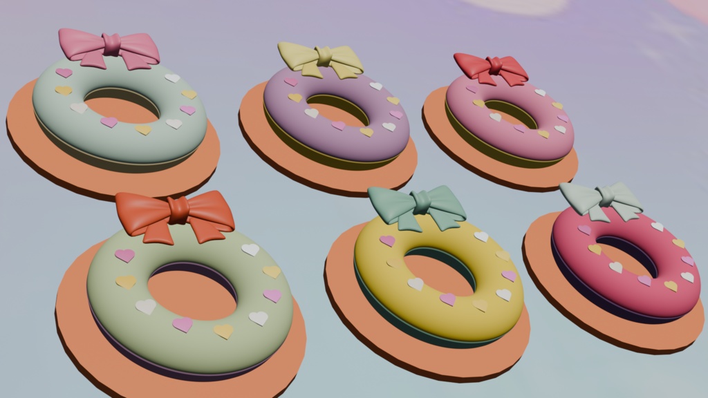 【3Dモデル】ゆめかわリボンドーナツ 6種セット